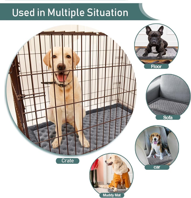 PAGGED Large Dog Crate Pad 36 inch Gray Memory Foam Dog Kennel Bed Soft Flannel Washable Anti Slip Puppy Sleeping Mat,Grey - Image 5